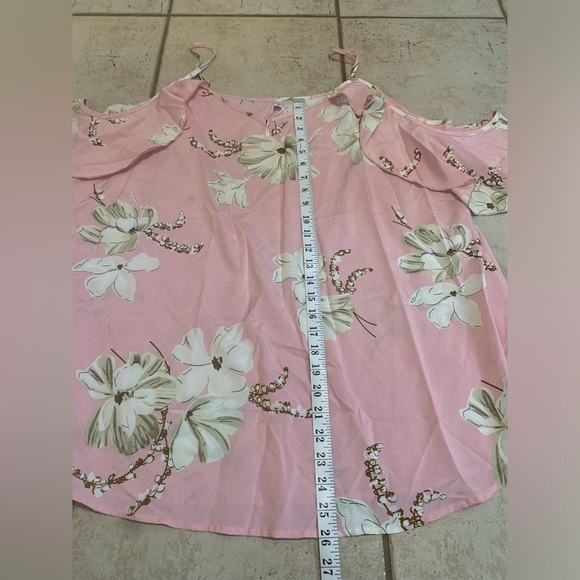 💜 Charming Rosegal Pink Floral Ruffle Camisole Top - Size 2X - Picture 6 of 7